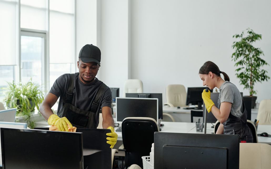 Janitors Cleaning Office